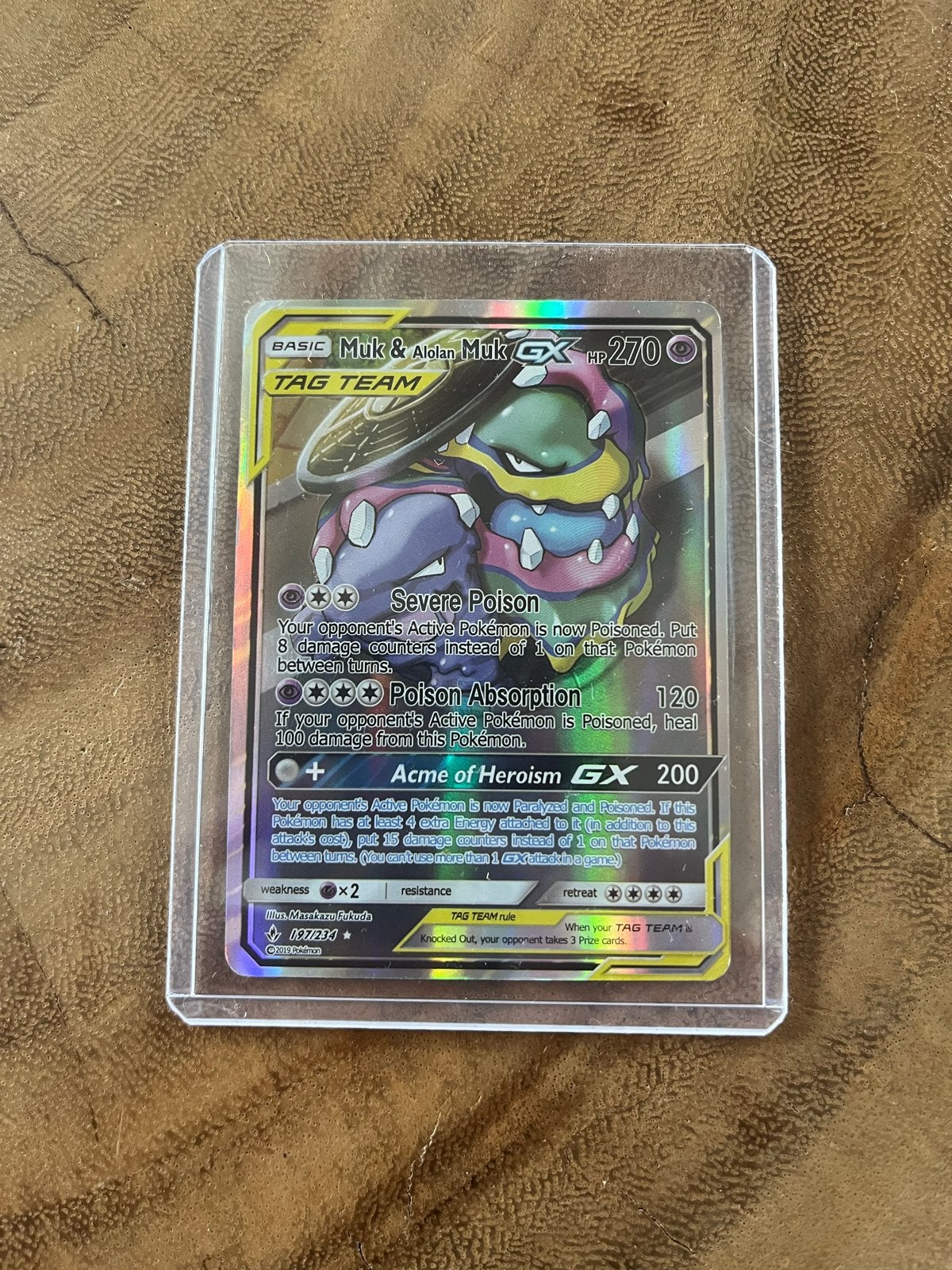 Muk & Alolan Muk GX Pokémon kaart (270/234) Tag Team, Ophalen of Verzenden, Zo goed als nieuw, Losse kaart