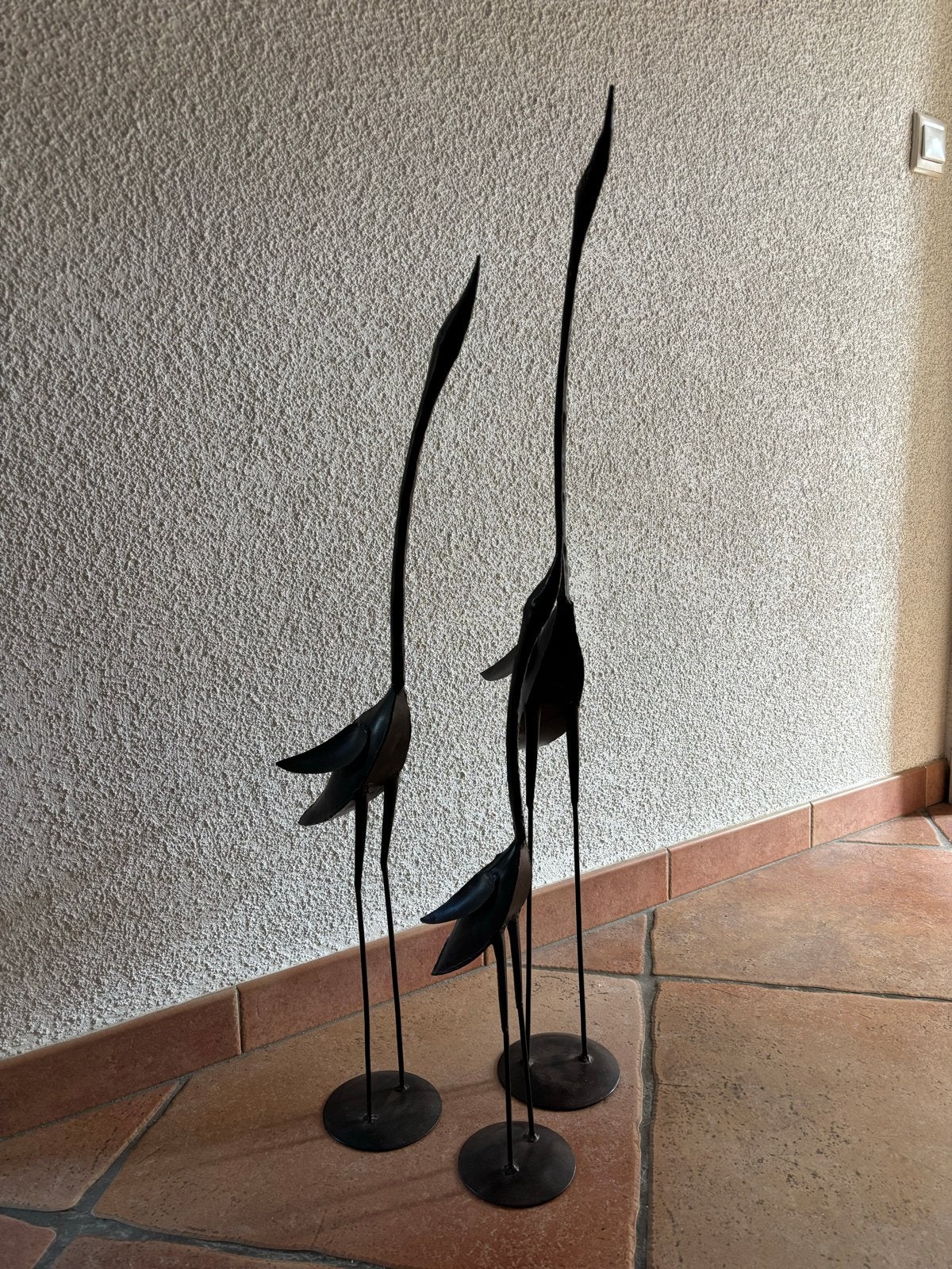 Decoratieve Kraanvogels Set van 3Metaal Zwart, Huis en Inrichting, Woonaccessoires | Overige, Ophalen of Verzenden, Gebruikt, Zwart