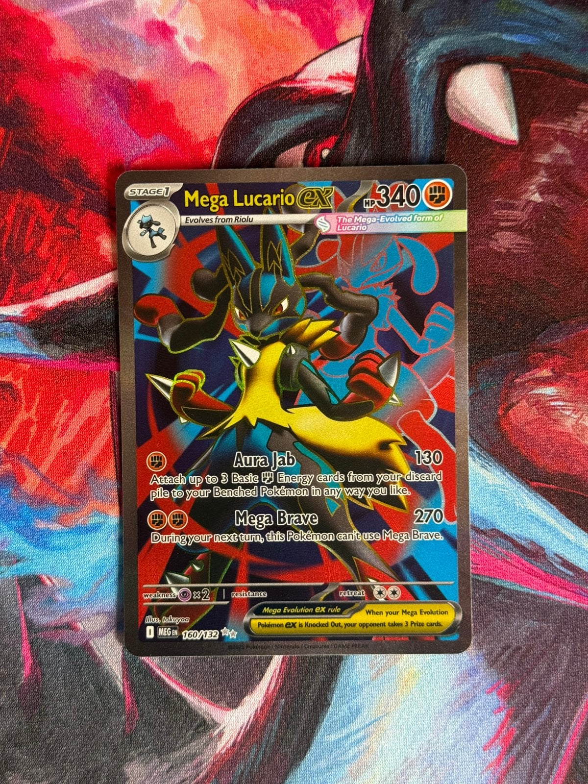 Mega lucario ex 160/132 Pokémon kaart, Ophalen of Verzenden, Zo goed als nieuw