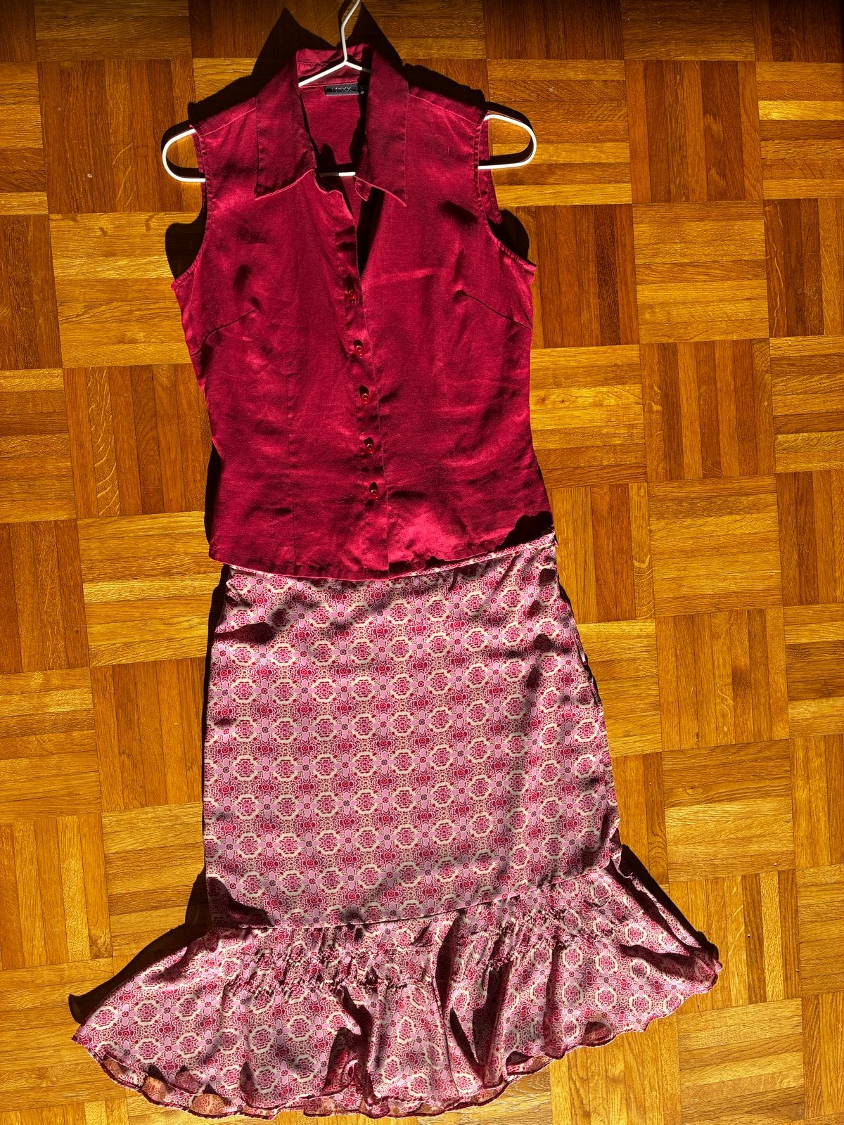 Mexx mouwloze blouse en rok set - rood/roze, Ophalen of Verzenden, Zo goed als nieuw, Maat 36 (S), Rood