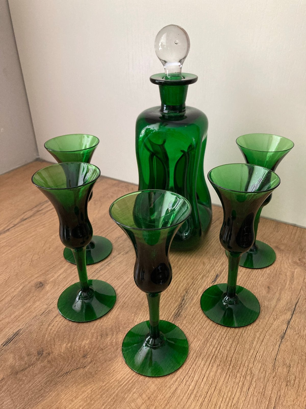 Vintage Holmegaard 'Kluk Kluk' karaf en glazen set, Ophalen of Verzenden