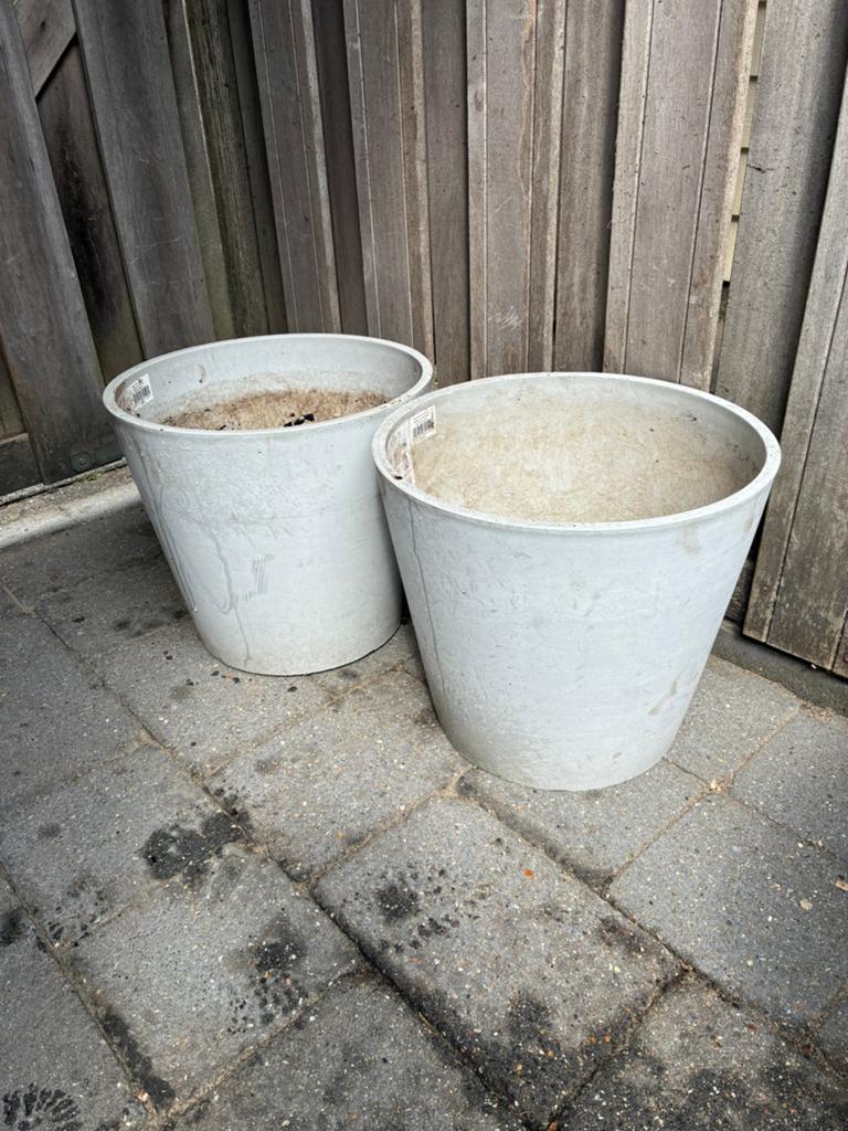 Ecpots amsterdam 40 cm white grey, Ophalen, Kunststof, Gebruikt, Rond