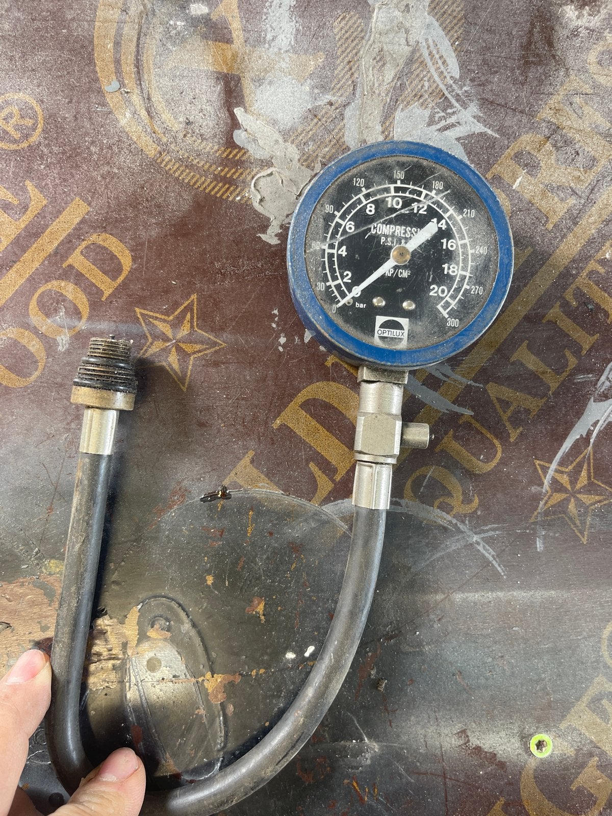 Compressiemeter Optilux - Motor compressie tester, Auto diversen, Autogereedschap, Gebruikt, Ophalen of Verzenden