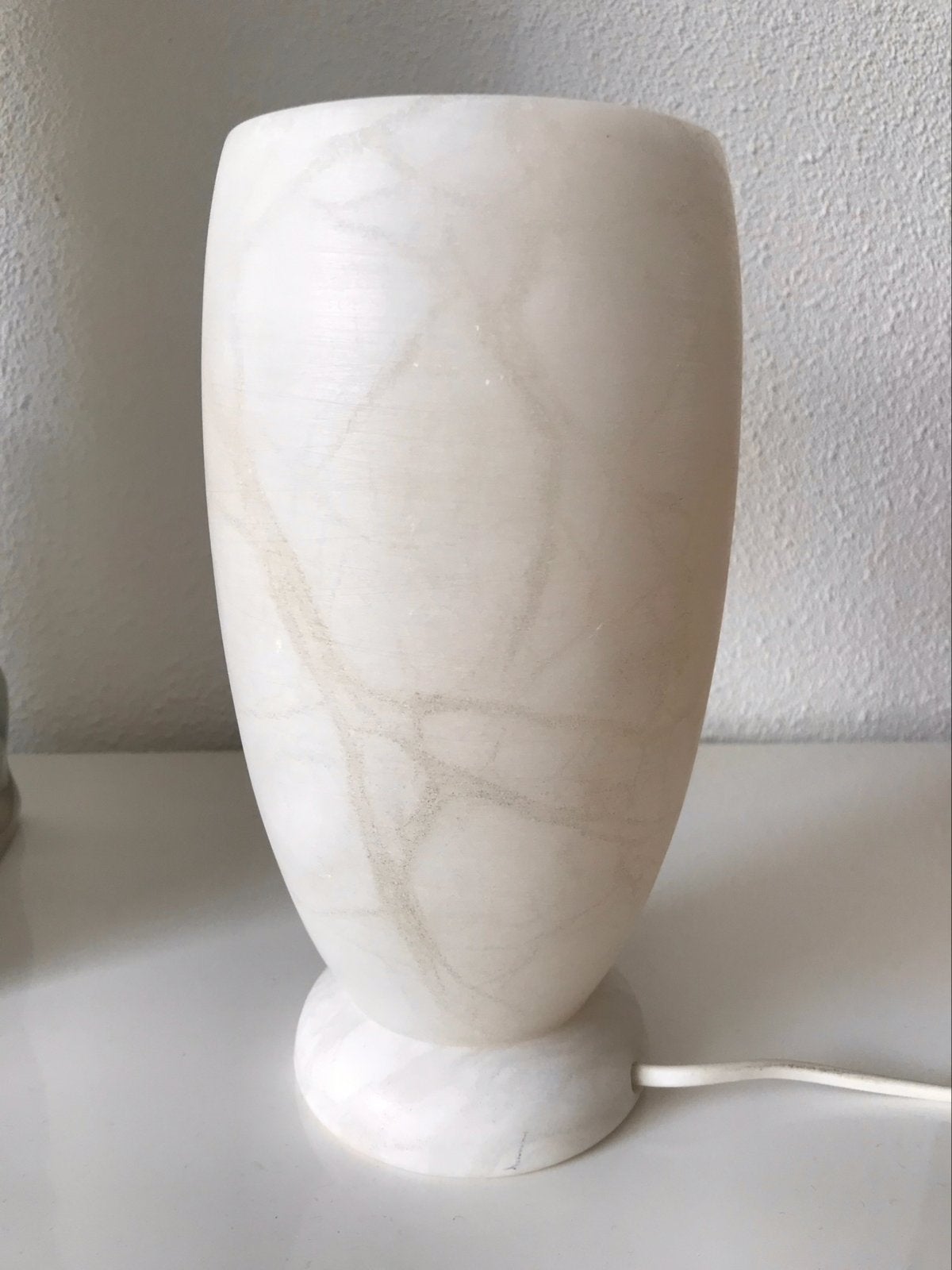 vintage albast natuursteen tafellamp A. Pegasam S.L., Vintage, 24 cm, Natuurlijk materiaal, Met schakelaar