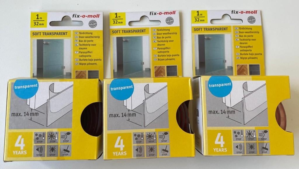 Tochtstrips deur 3x transparant, Minder dan 4 cm, Overige materialen, Nieuw, Ophalen of Verzenden