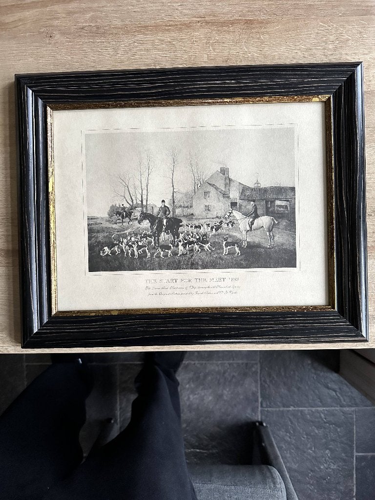 Set van 2 Engelse jachtprenten paarden en honden, Overige technieken, Ophalen of Verzenden, Overige onderwerpen, Papier