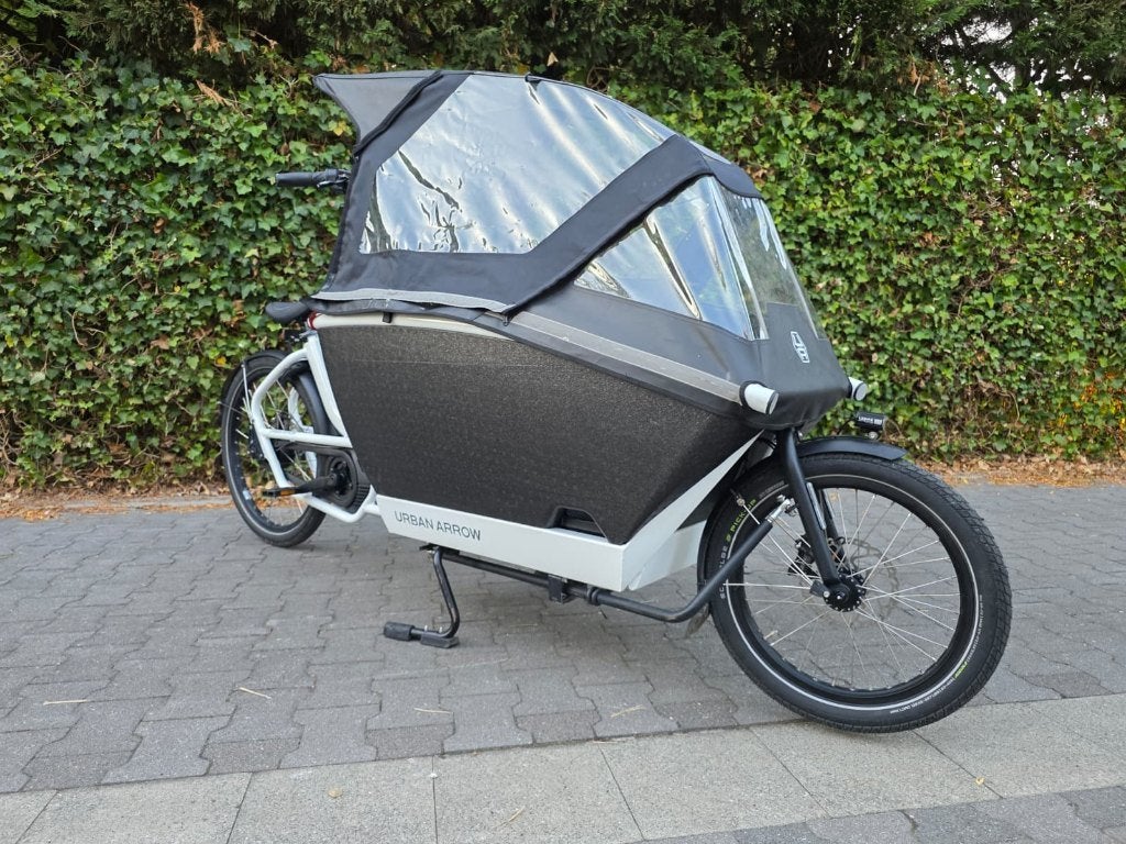 Urban Arrow Family bakfiets Cargo Line, Fietsen en Brommers, Gebruikt, 3 kinderen, Huif, Schijfrem