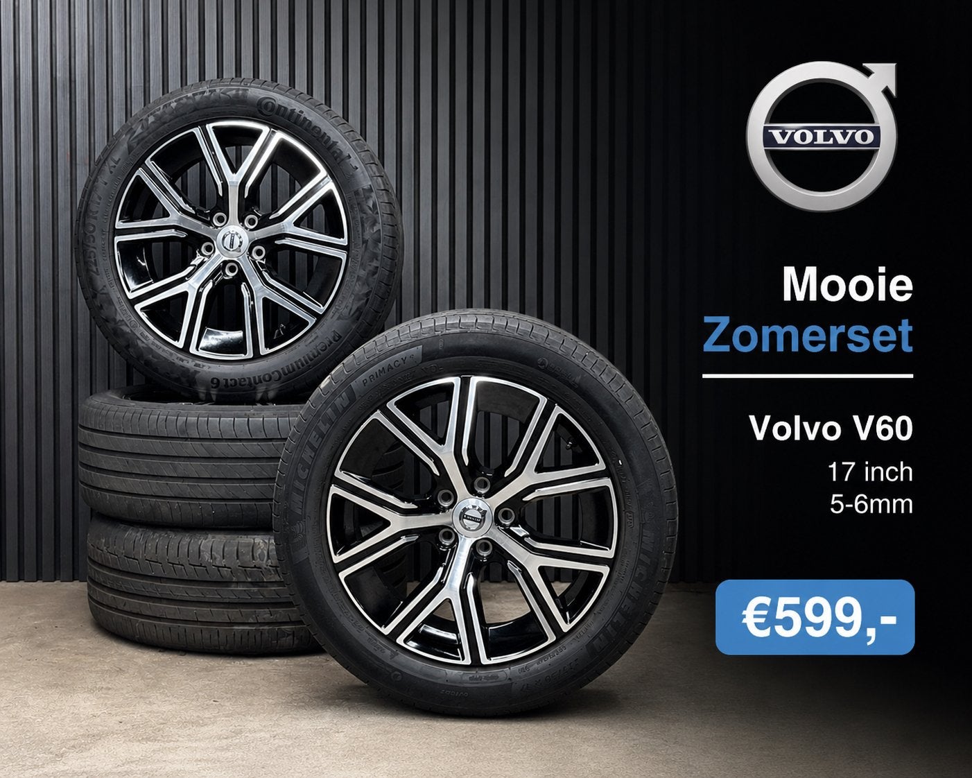 Mooie Zomerset Volvo V60 17 inch 5-6mm €599,-