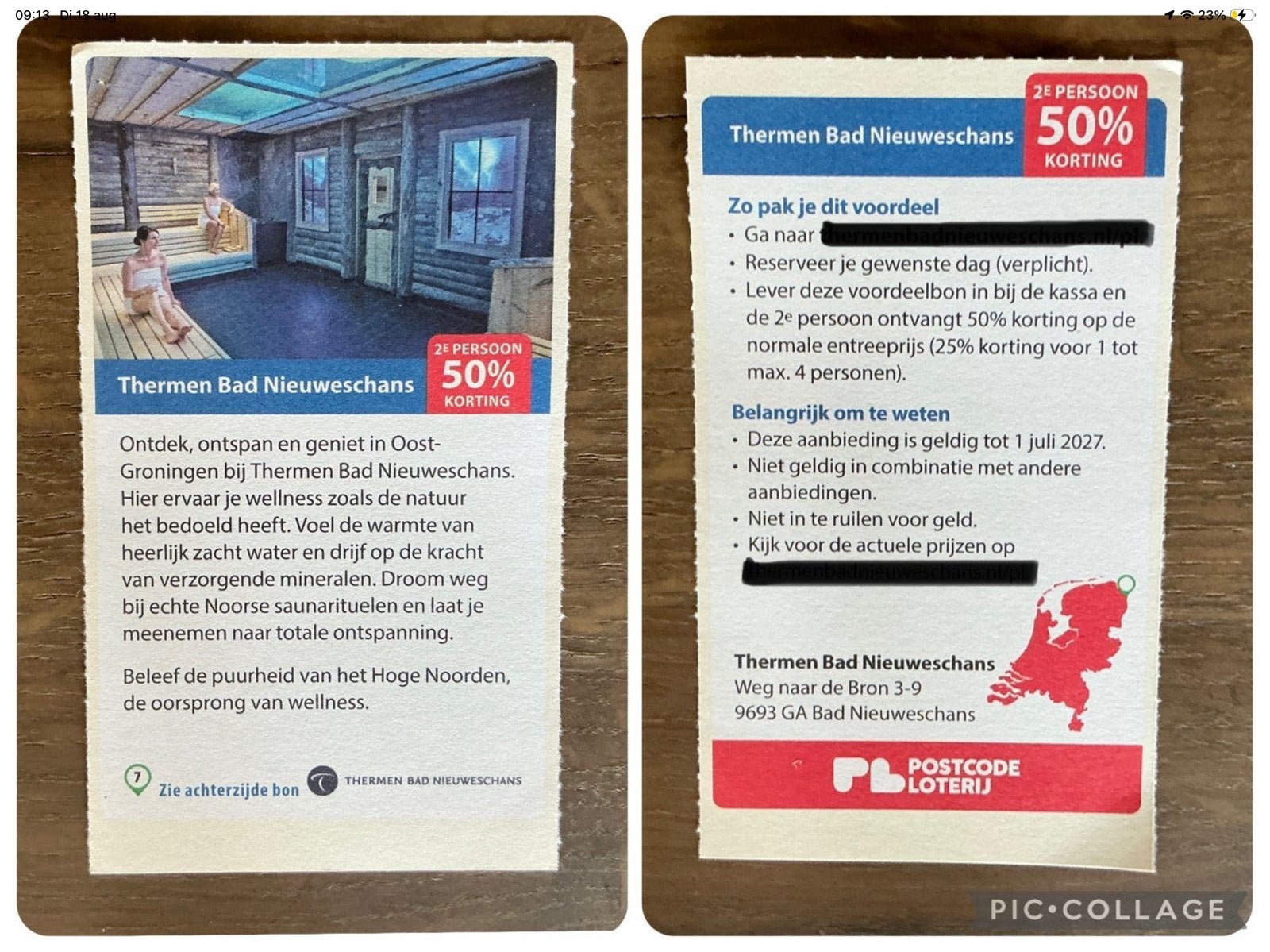 Kortingsbon voor sauna Thermen Bad Nieuweschans (KWF), Twee personen, Kortingsbon, Spa of Sauna