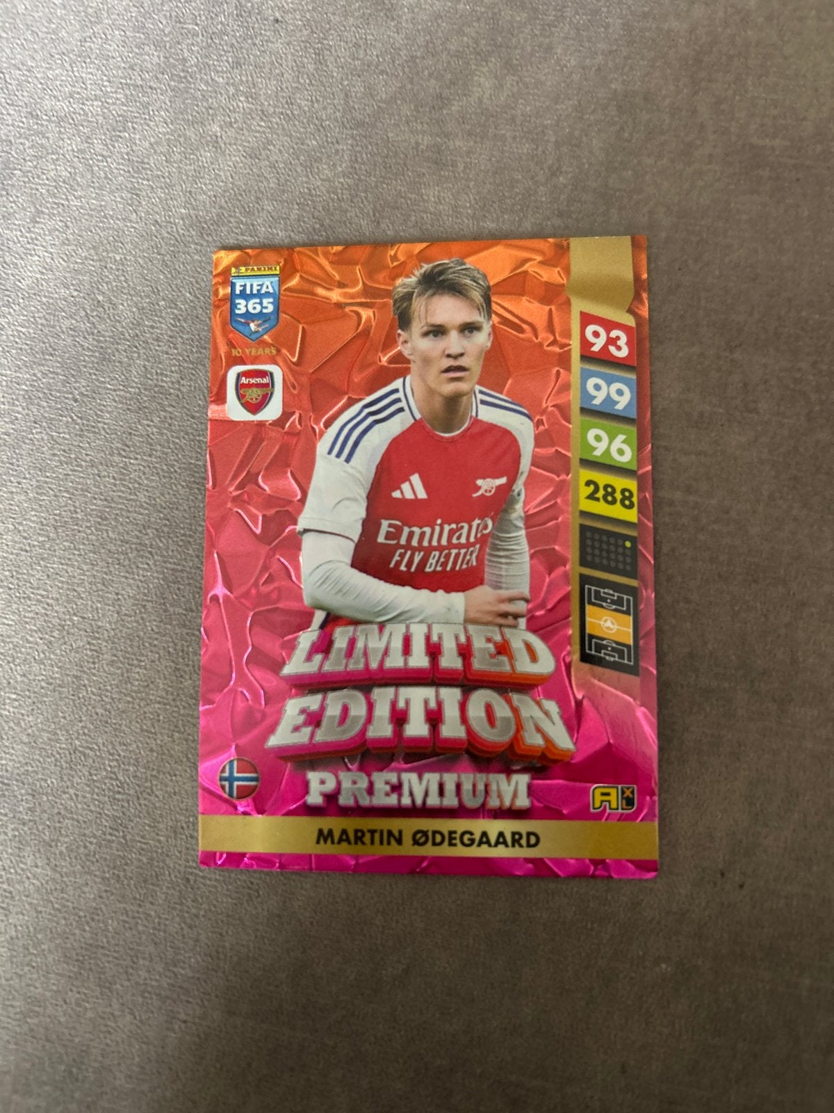 Panini FIFA 365 Limited Edition Premium Martin Ødegaard, Ophalen of Verzenden, Zo goed als nieuw, Buitenlandse clubs, Spelerskaart
