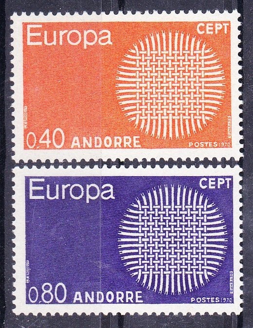 Frans Andorra 1970 pf mi 222 - 223 europa cept, Ophalen of Verzenden, Overige landen, Postfris