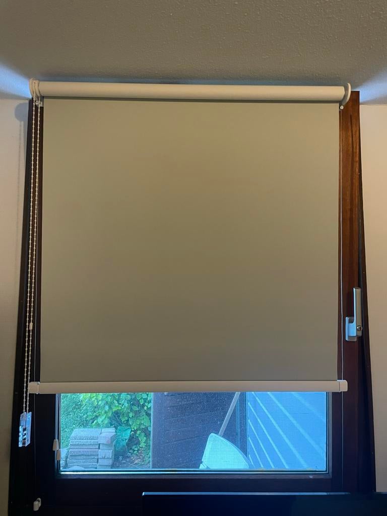 Rolgordijn zachtgroen op maat gemaakt draaikiepraam (Gamma), Ophalen, 50 tot 100 cm, Zo goed als nieuw, Wit