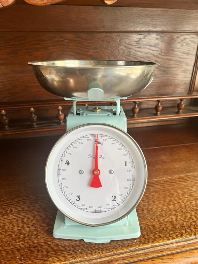 Vintage Keukenweegschaal - Mintgroen, Analoog, 5kg, Ophalen, Minder dan 10 kg, Keukenweegschaal, Zo goed als nieuw