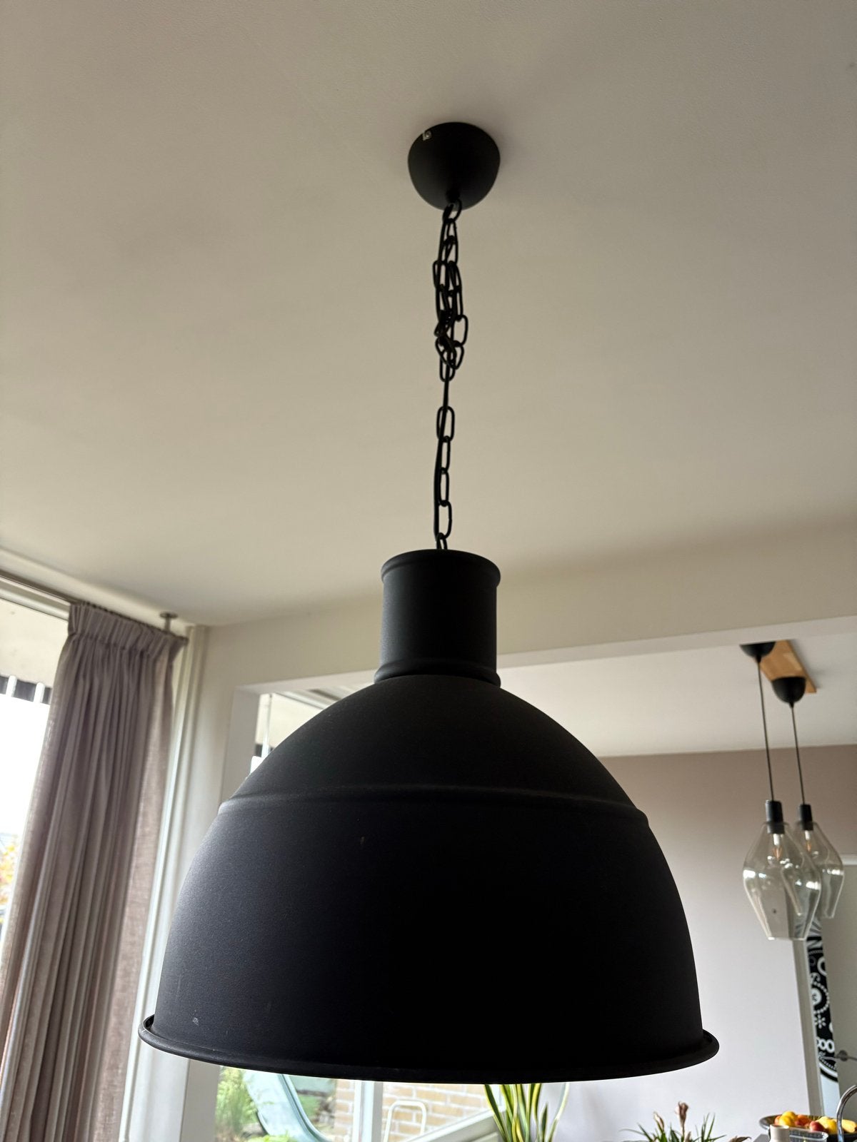 2 Industriële hanglampen metaal - Zwart, Ophalen, Gebruikt, E27 (groot), Metaal