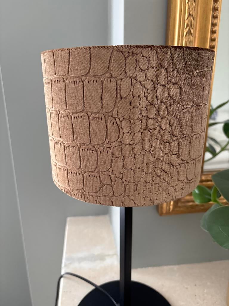 Nieuwe bronzen croco velvet lampenkap (20x20x16 cm), Ophalen of Verzenden, Nieuw, Stof, Minder dan 50 cm