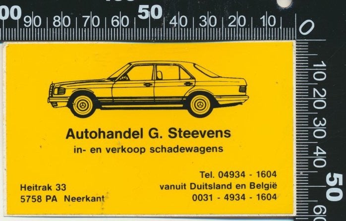 Sticker: Autohandel Steevens - Mercedes Benz - Neerkant, Verzamelen, Ophalen of Verzenden, Zo goed als nieuw, Auto of Motor