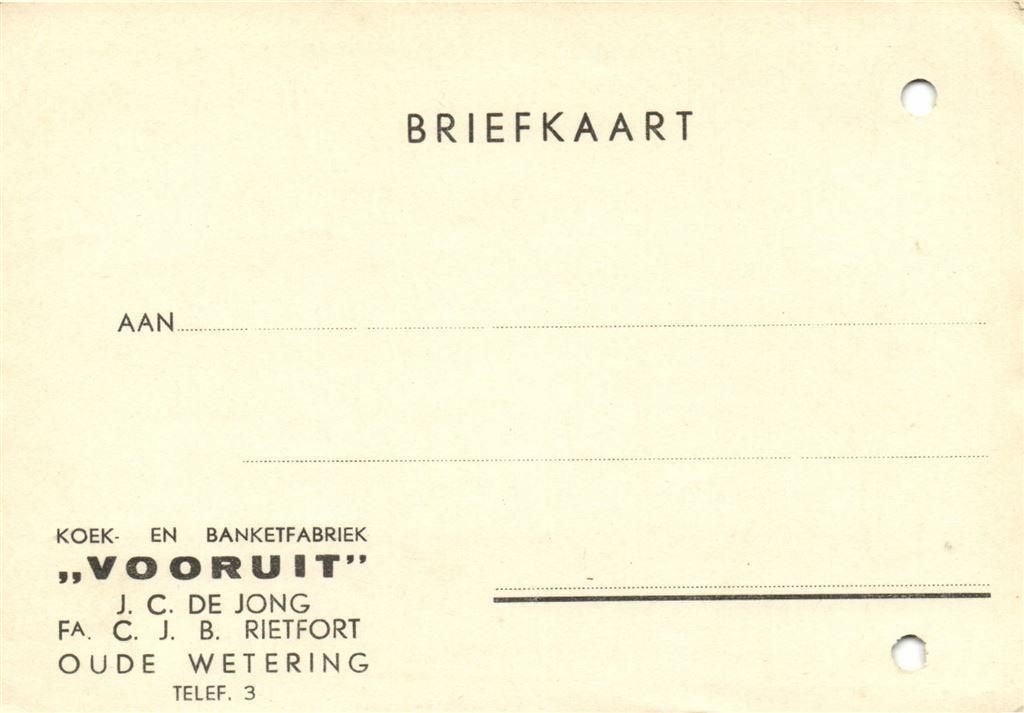 Koek- en Banketfabriek Vooruit, Oude wetering - briefkaart, Ophalen of Verzenden, Briefkaart