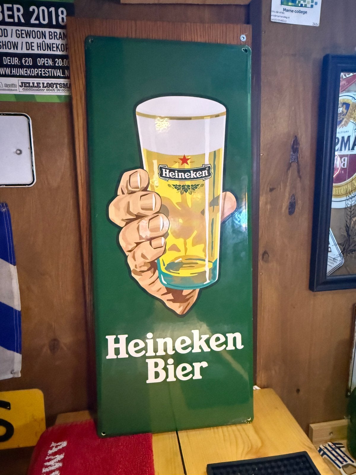 Emaille bord Heineken, Ophalen of Verzenden, Zo goed als nieuw, Reclamebord