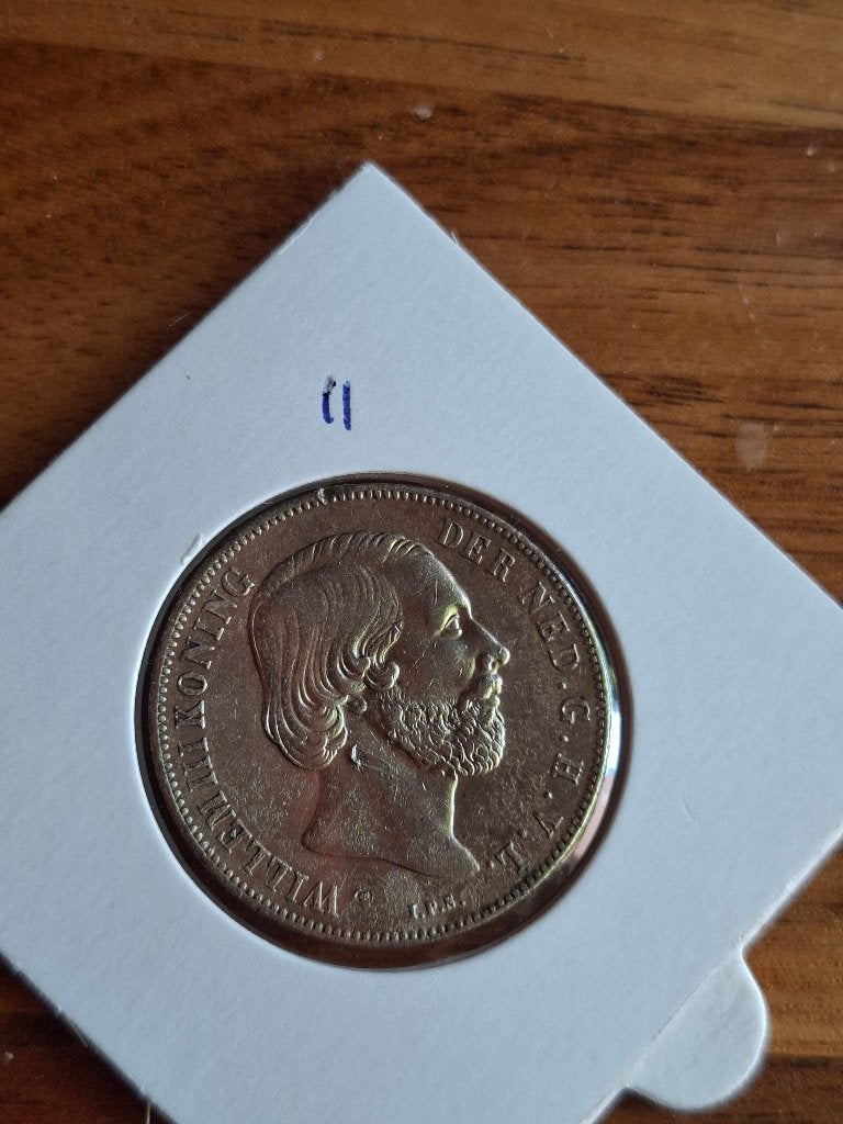 1 gulden 1864 willem III 3, 1 gulden, Koning Willem III, Zilver, Ophalen of Verzenden