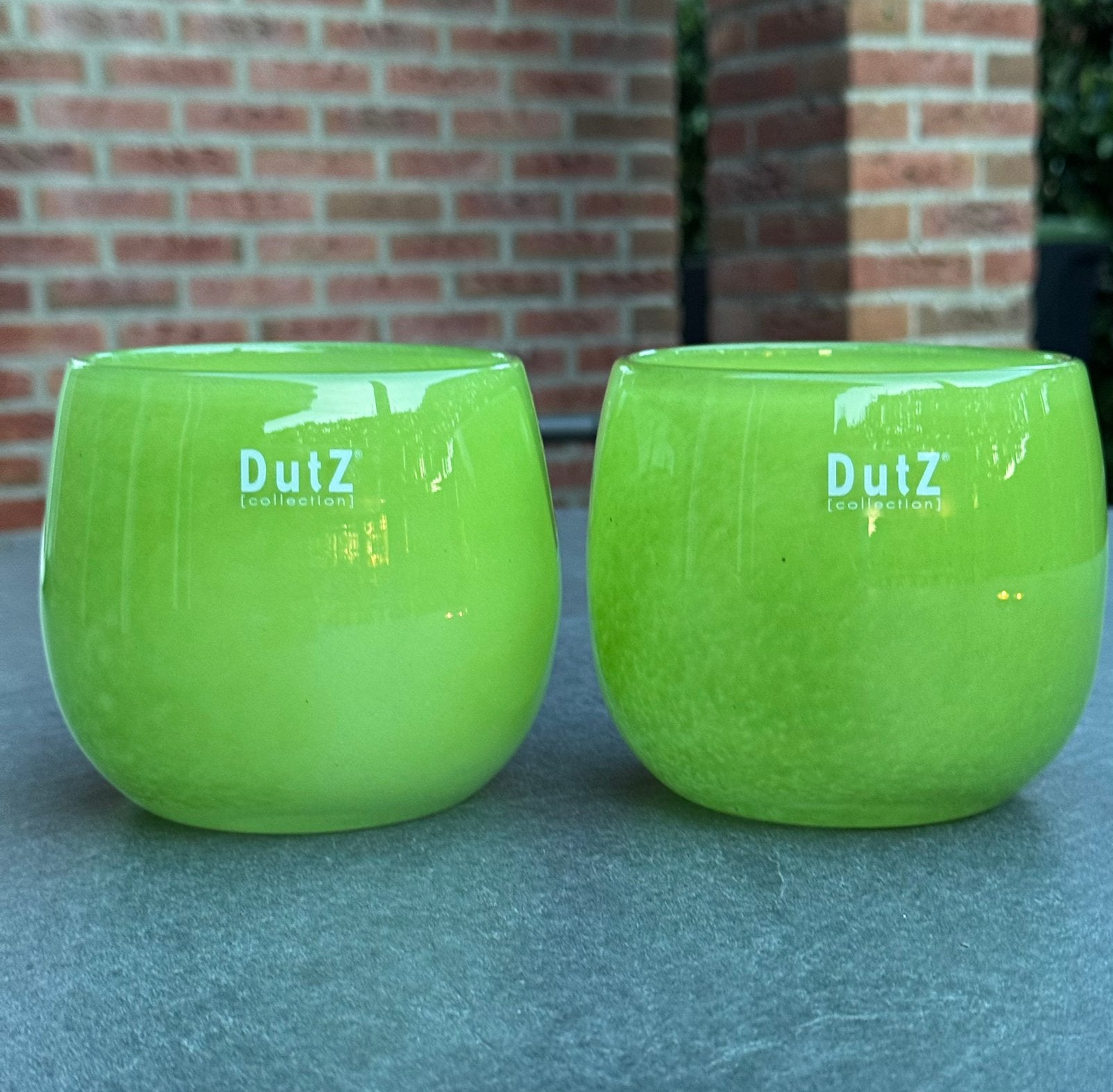 DutZ windlichten / bloempotten - groen - set 2 stuks - nieuw, Windlicht, Nieuw, Ophalen of Verzenden, Glas