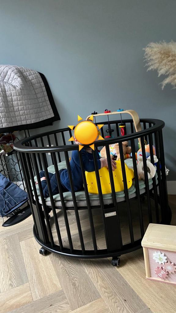 Bopita Box Rondo Mat Zwart met Matras en Hoes, Kinderen en Baby's, Boxen, Ophalen, Gebruikt, Rond, Boxkleed