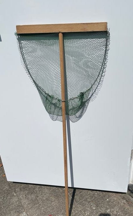 Vintage houten schepnet, Ophalen, Gebruikt, Net of Fuik