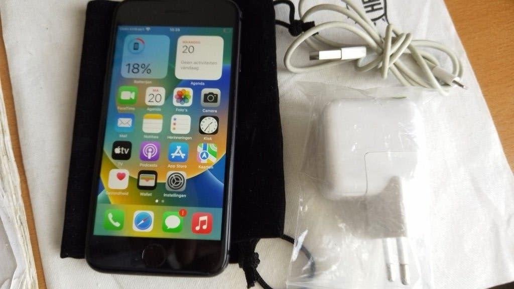 iPhone 7 128GB Zwart met oplader en hoesje, Telecommunicatie, Mobiele telefoons | Apple iPhone, 128 GB, Verzenden, Zwart, 88 %