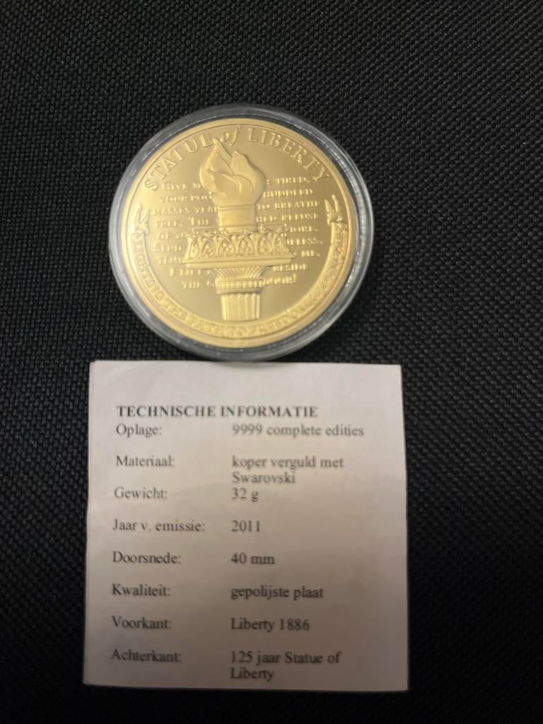 Gouden Liberty Statue Herdenkingsmunt, Postzegels en Munten, Ophalen of Verzenden, Overige landen, Losse munt, Goud