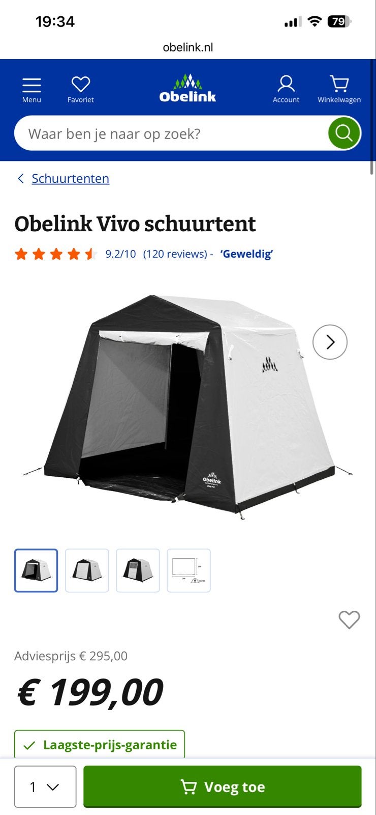 Obelink Vivo PVC tent - Goede staat, 5 jaar oud, Ophalen, Gebruikt, Tot en met 2