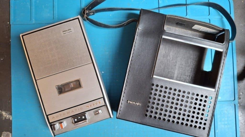 Philips N2203 vintage portable cassette speler, Philips, Philips@info.nl, Enkel, Ophalen of Verzenden