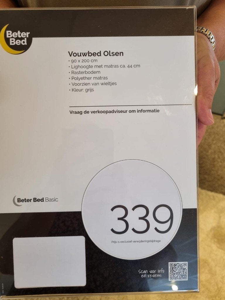 Opklapbed, Ophalen, 90 cm, Eenpersoons, Zo goed als nieuw