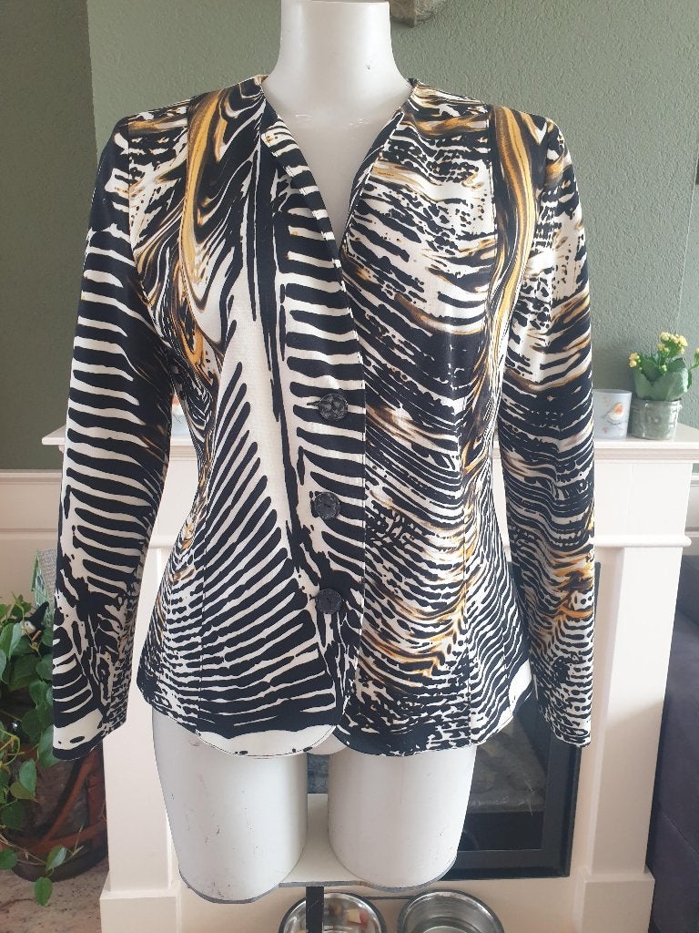 Casa Moda schitterend zwart wit geel jasje M 38 jas colbert, Kleding | Dames, Maat 38/40 (M), Overige kleuren, Verzenden, Casa Moda