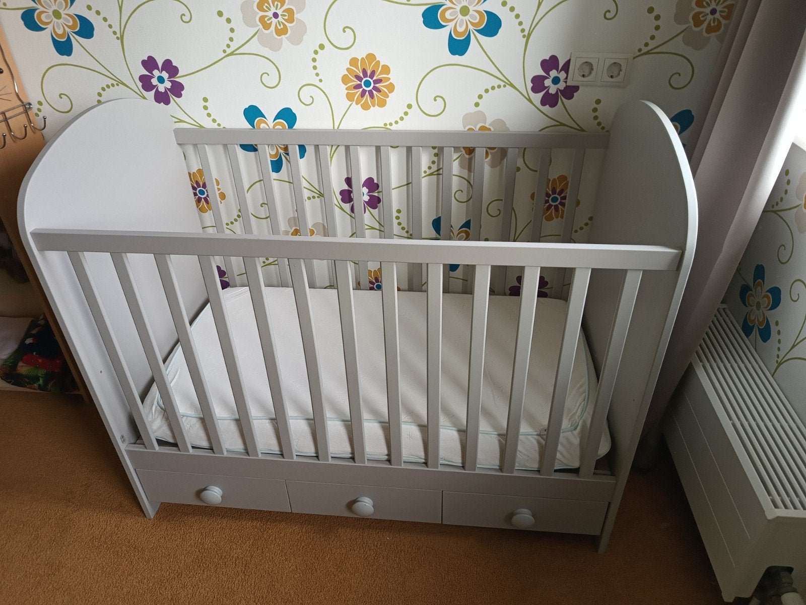 kinderledikant grijs solide met de wasbare hoes om matras, Ophalen, Minder dan 140 cm, Minder dan 70 cm, Matras