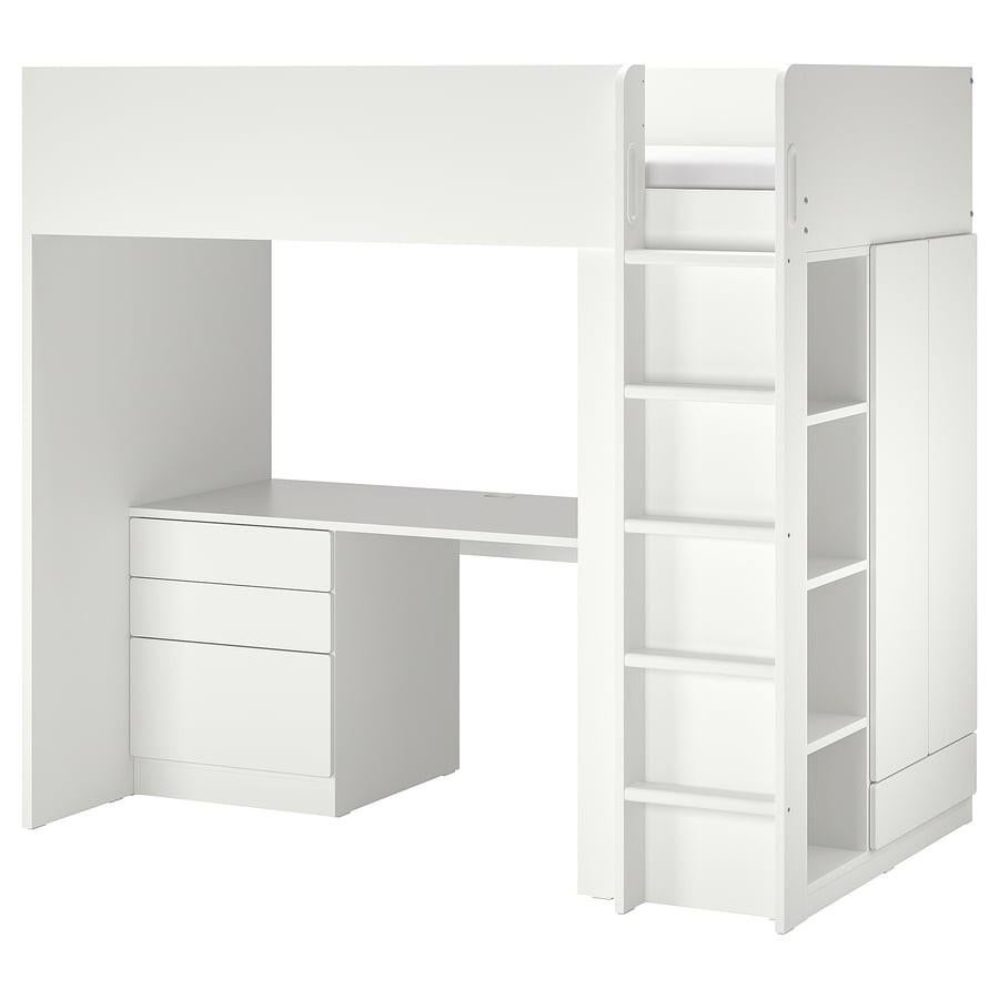 IKEA SMÅSTAD Hoogslaper met bureau en kast, wit, Kinderen en Baby's, Kinderkamer | Stapelbedden en Hoogslapers, Ophalen, Zo goed als nieuw