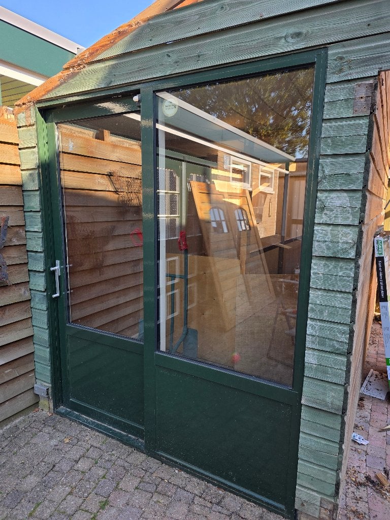 Aluminium kozijn met schuifdeur, Ophalen, Gebruikt, Aluminium, 150 tot 225 cm