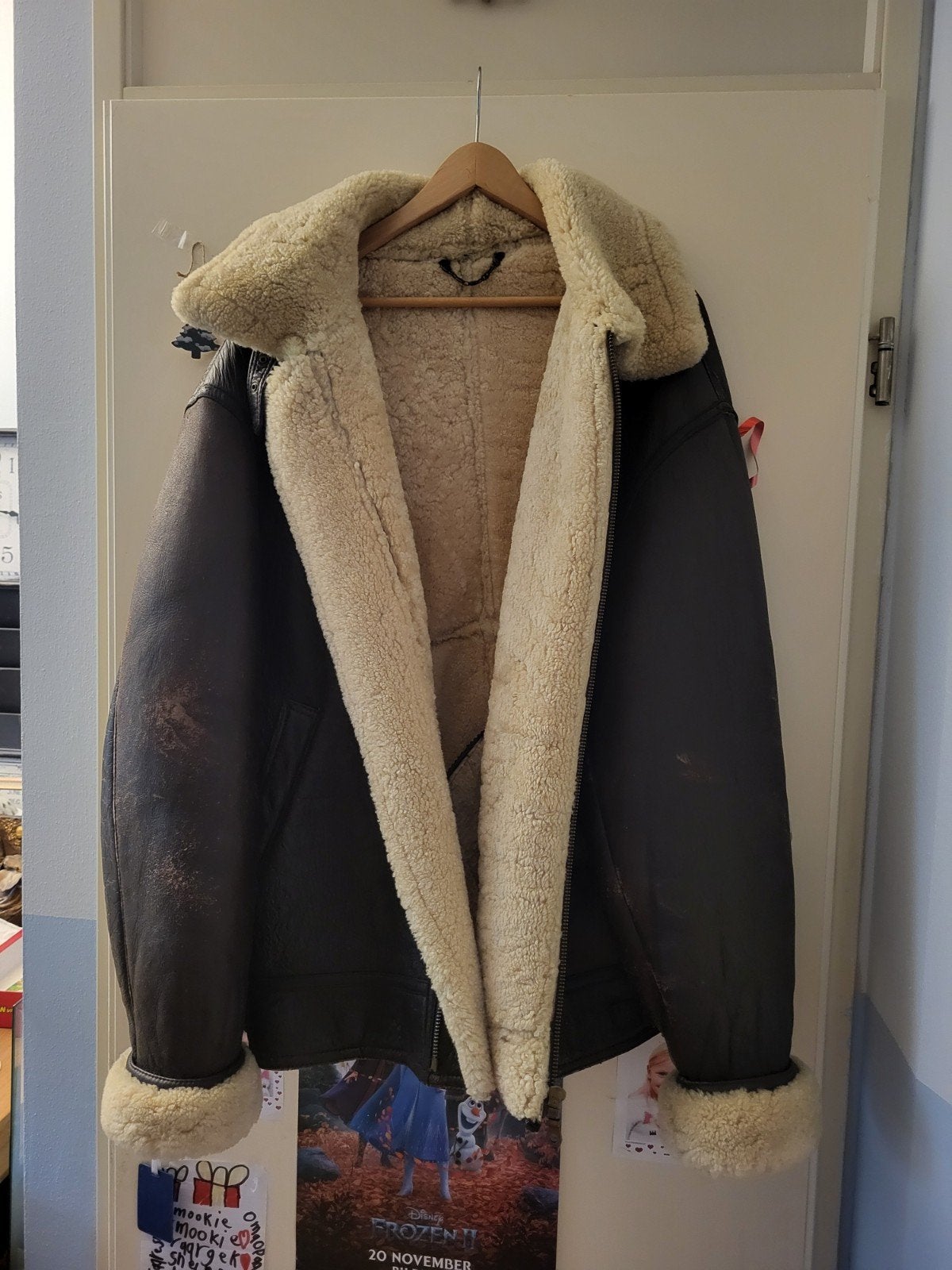 Leren Bombers Jacket met Schapenvacht Voering - Maat XXXL, Bruin, Teodem Italy, Overige maten, Ophalen of Verzenden