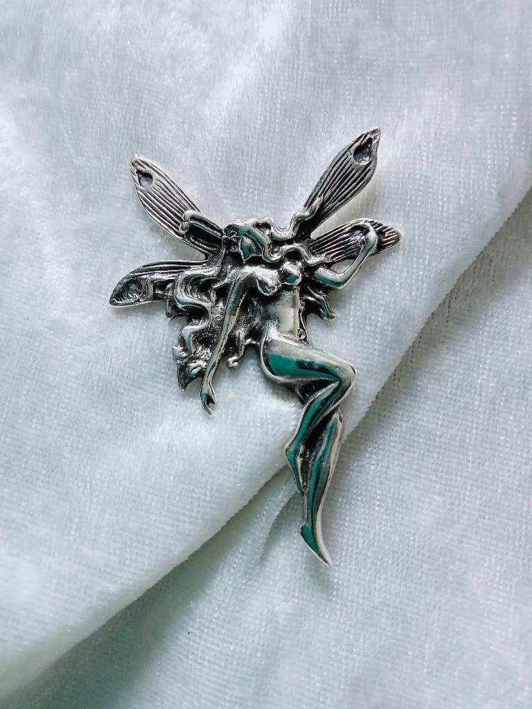 Mooie Grote Zilveren Hanger - Elfje, Verzenden, Zilver, Hanger