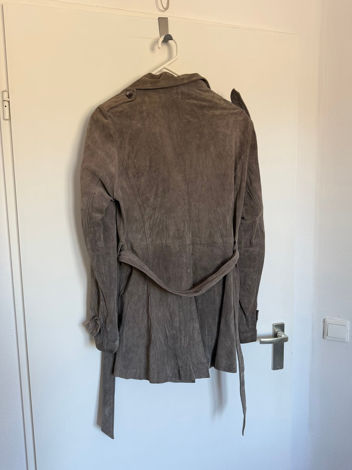 Goosecraft suède trenchcoat - Maat XL, Ophalen of Verzenden, Zo goed als nieuw, Maat 46/48 (XL) of groter, Grijs