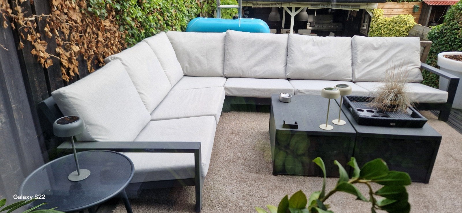 Bellagio loungeset hoekbank met kussens, Gebruikt, Aluminium, Ophalen of Verzenden, Loungeset
