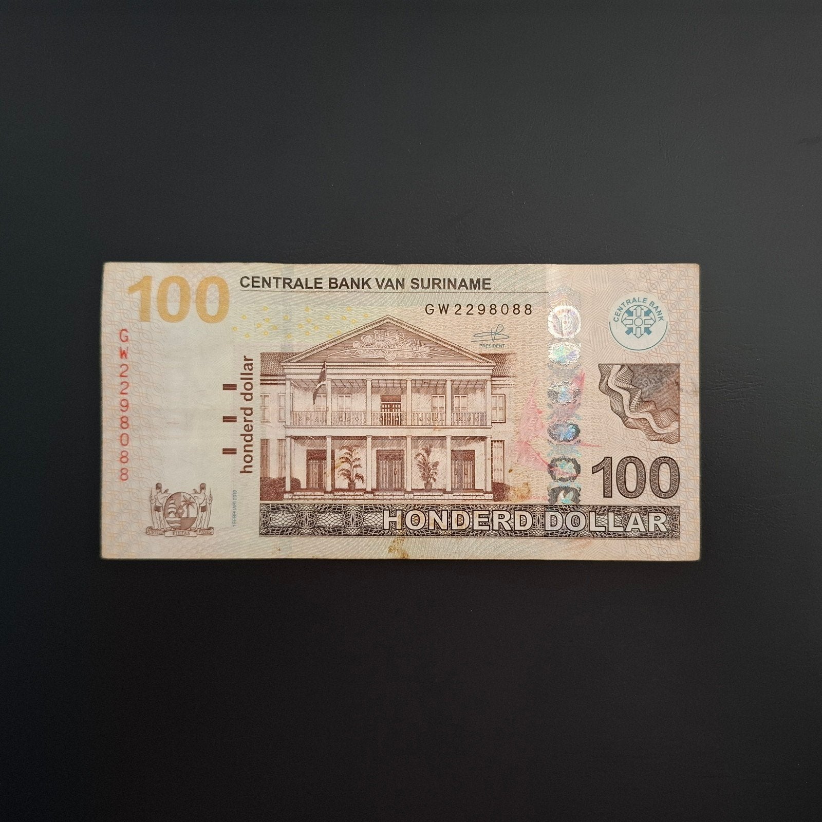 100 dollar Suriname #065, Verzenden, Zuid-Amerika, Los biljet