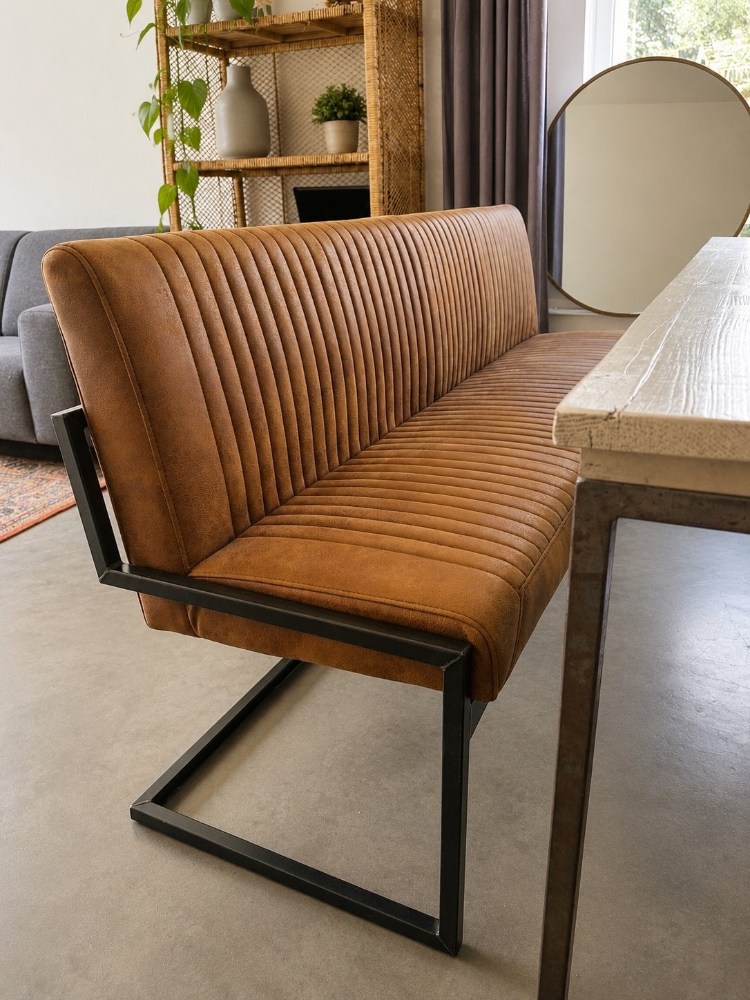 Trendhopper Ferko eetkamerset – bank + 3 stoelen, Huis en Inrichting, Stoelen, Ophalen, Leer, Zo goed als nieuw, Vijf, Zes of meer stoelen