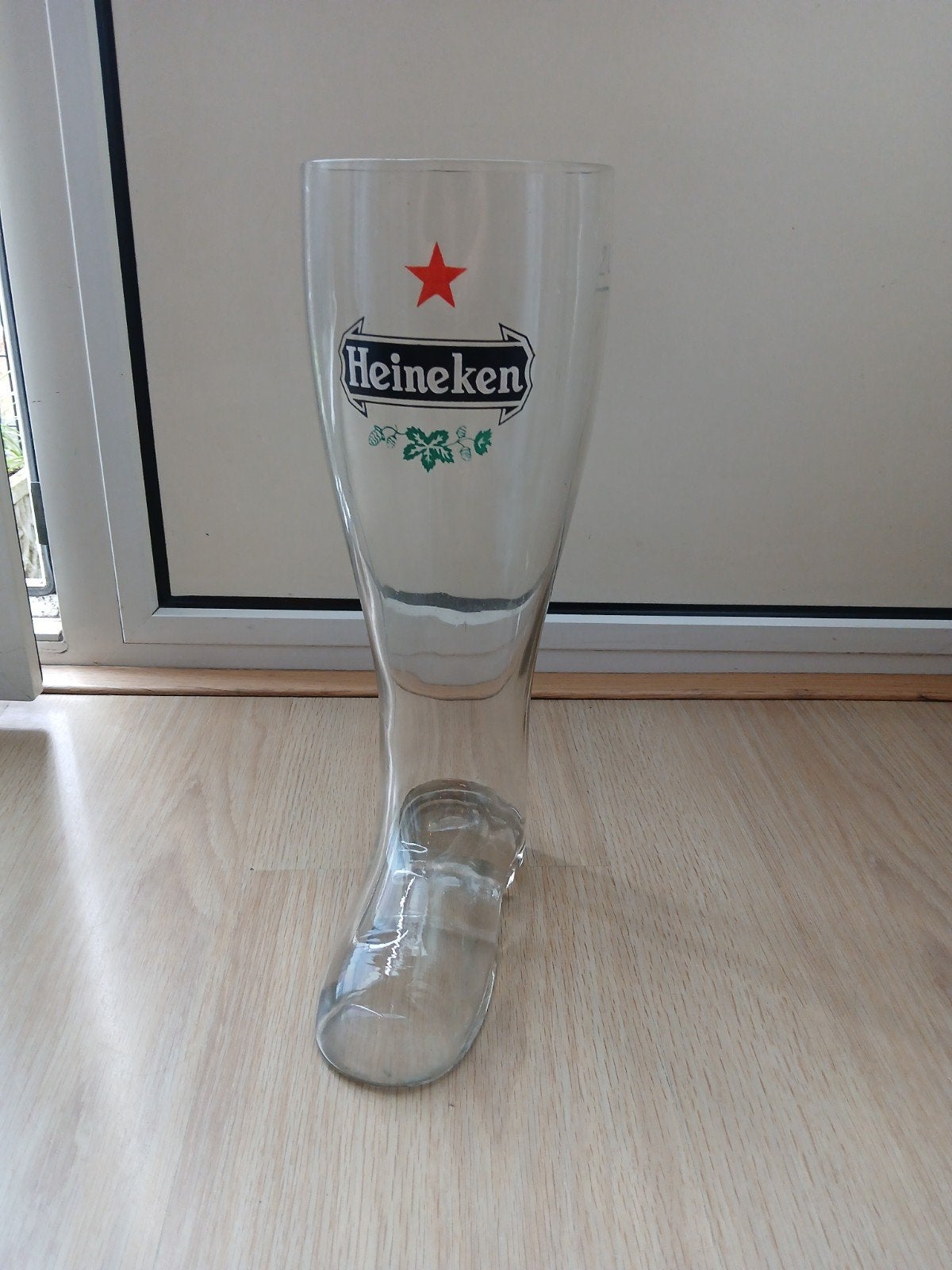 Heineken laars bierglas - Uniek en decoratief, Ophalen, Zo goed als nieuw, Glas