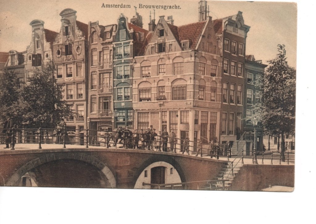 Amsterdam. Oude Ansichtkaart Amsterdam Brouwersgracht (1911), Ophalen of Verzenden, Voor 1920, Gelopen, Noord-Holland