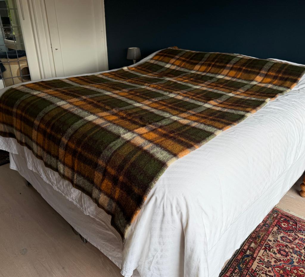 Vintage AaBe Tartan Deken 100% Zuiver Scheerwol, Huis en Inrichting, Woonaccessoires | Plaids en Woondekens, Gebruikt, Ophalen of Verzenden