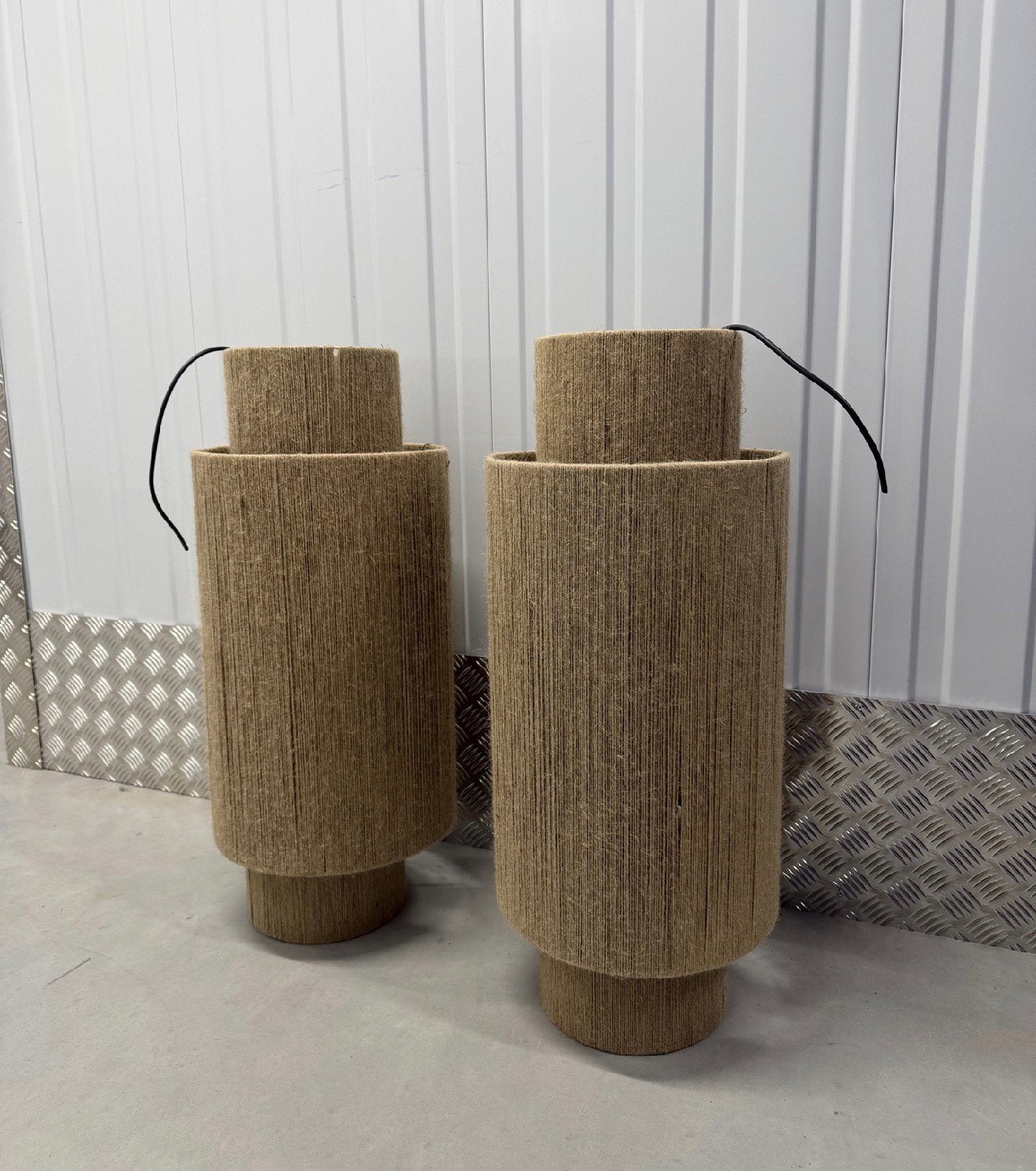 Handgemaakte jute hanglampen rotan riet sissy boy/ hkliving, Ophalen of Verzenden, Zo goed als nieuw