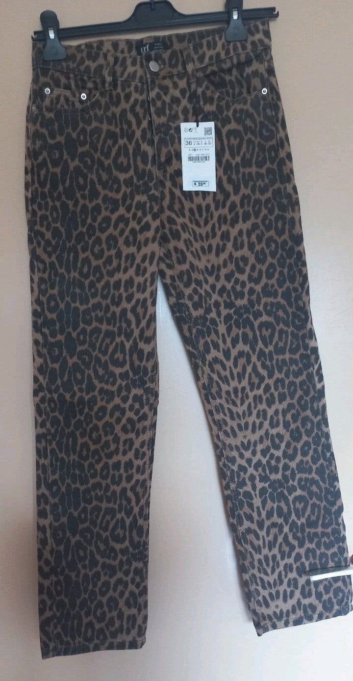 ZARA Luipaardprint Jeans / Panterbroek – Maat 36 (S), Bruin, Zara, Nieuw, Ophalen of Verzenden