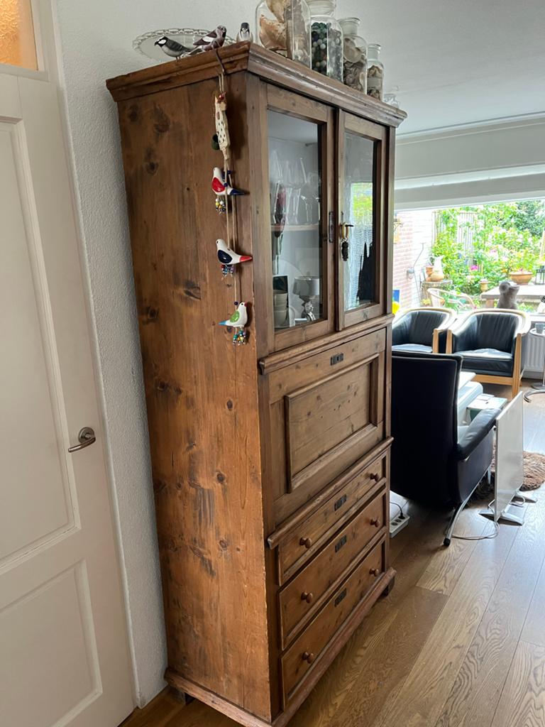 Antieke Secretaire Vitrinekast - 150 jaar oud, Antiek en Kunst, Antiek | Meubels | Kasten, Ophalen