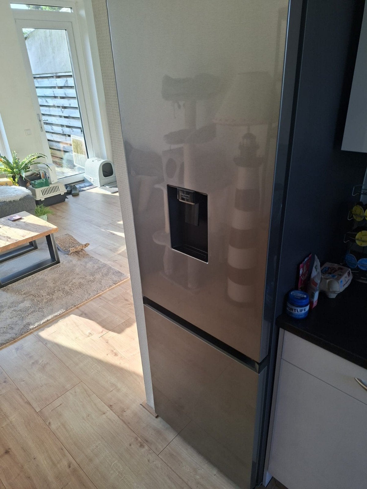 Samsungkoel en vriescombinatie met waterdispenser, Witgoed en Apparatuur, Koelkasten en IJskasten, Ophalen, Gebruikt, Met vriesvak