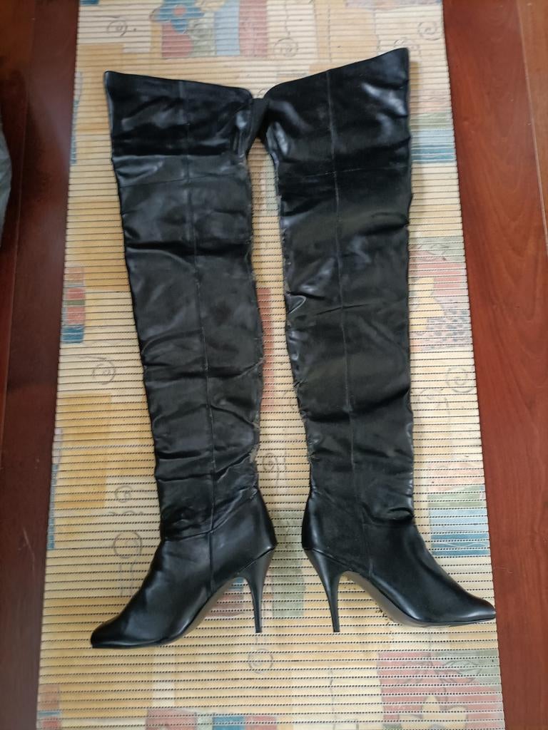 Hoge zwarte lakleren laarzen, mt 12, Ophalen of Verzenden