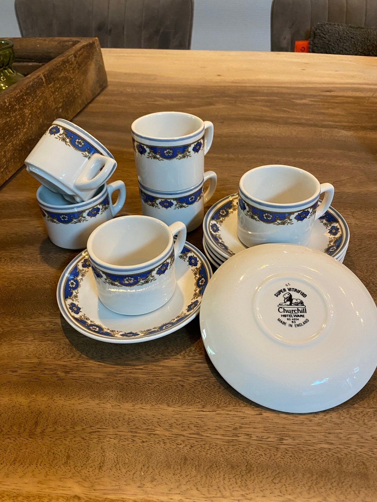 Vintage Churchill Hotelware kop en schotel set - 6 stuks, Ophalen, Gebruikt, Overige merken, Keramiek